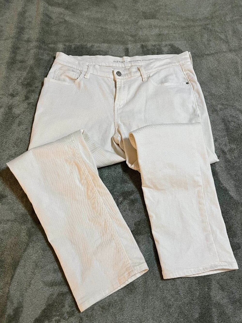 Old Navy Boyfriend Straight womens white crop jeans mid-rise size 12